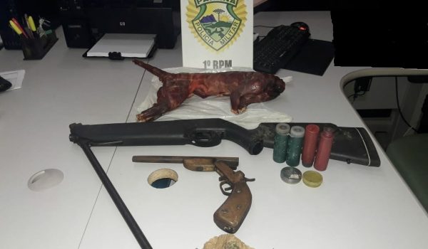 PM apreende caça, arma de fogo e moto ilegal