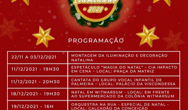 Atrações Natalinas devem iniciar no dia 03 de dezembro em Palmeira